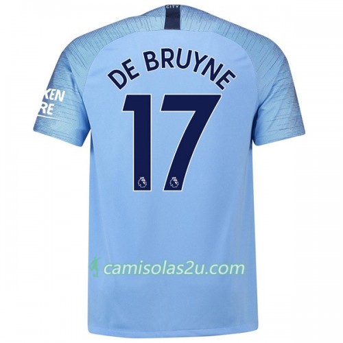 Camisolas de Futebol Manchester City De Bruyne 17 Equipamento Principal 2018/19 Manga Curta Camisolas de Futebol Manchester City De Bruyne 17 Equipamento Principal 2018/19 Manga Curta